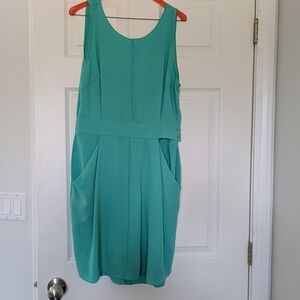 Wilfred Green Pleated Sheath Midi Dress